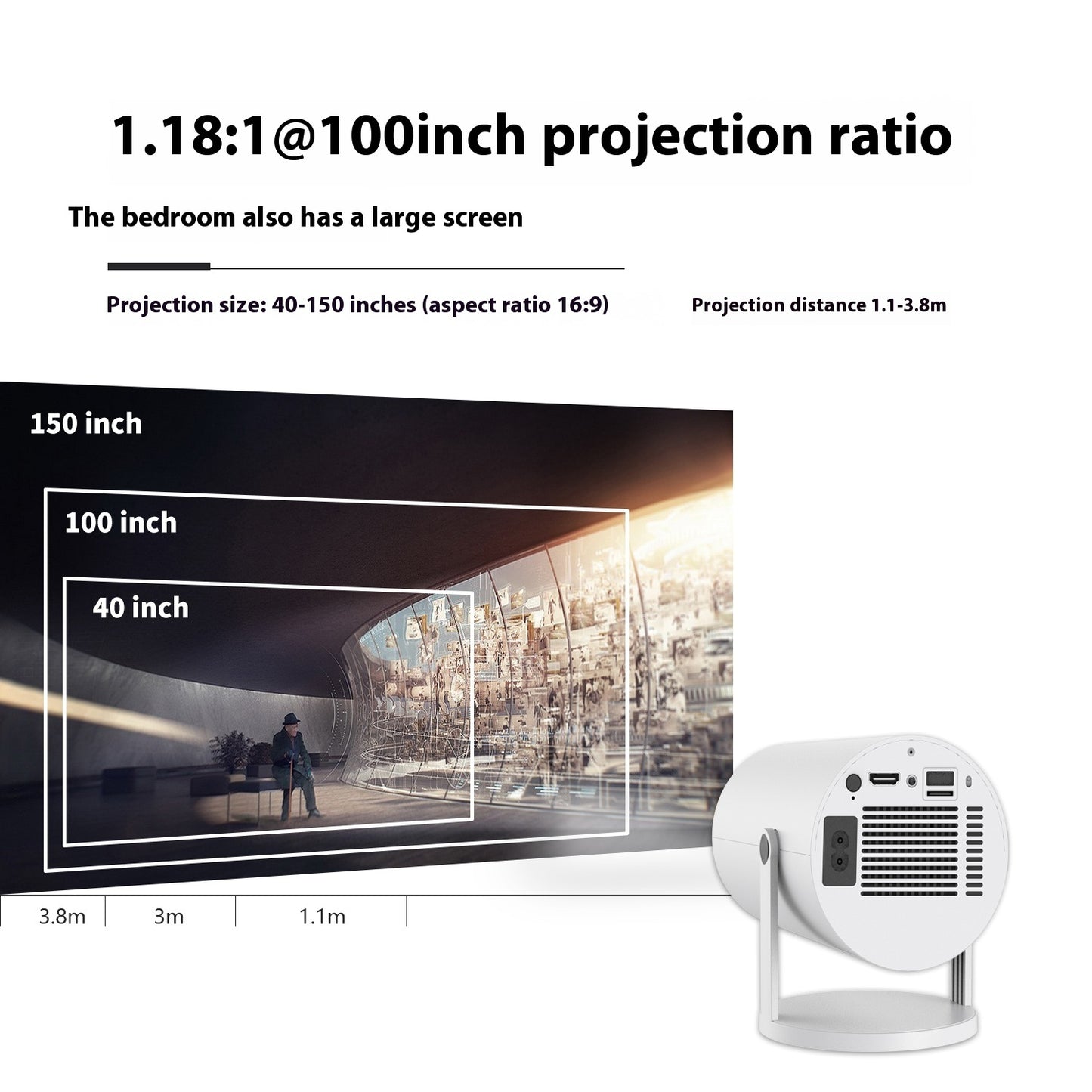 MYTE Mini Portable Projector - 180 Degrees View
